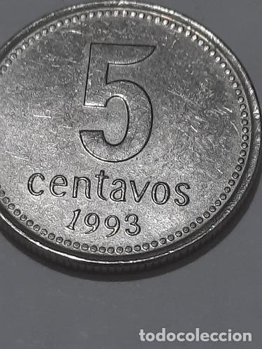 Monedas antiguas de Am&eacute;rica: moneda de argentina de 5 centavos de 1993 - Foto 1
