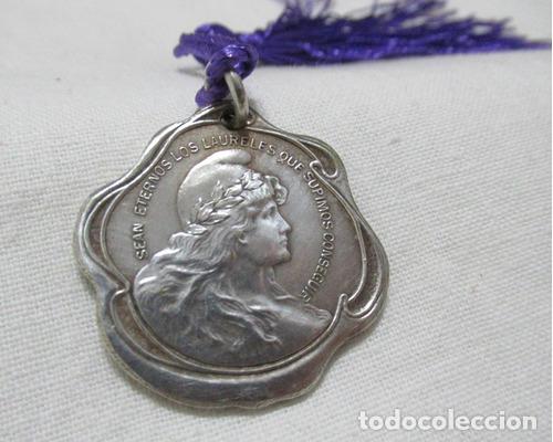 Monedas antiguas de Am&eacute;rica: medalla mujer art nouveau 1810 1910 25 mayo conmemorativa