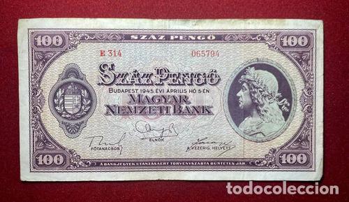 Monedas antiguas de Am&eacute;rica: billete 100 pengo hungria 1945 pick 111 b1 palacio de buda