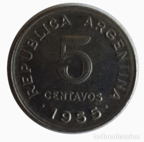 Monedas antiguas de Am&eacute;rica: moneda argentina 1955 5 centavos - Foto 1