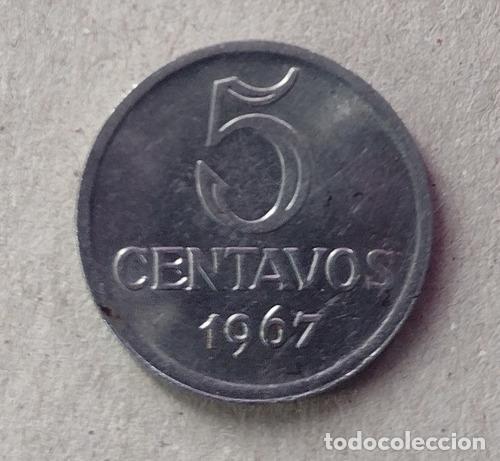 Monedas antiguas de Am&eacute;rica: moneda de brasil de 5 centavos ano 1967 - Foto 1