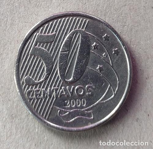 Monedas antiguas de Am&eacute;rica: moneda de brasil ano 2000 de 50 centavos de real - Foto 1