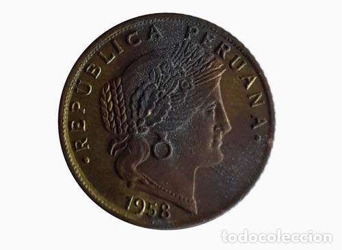 Monedas antiguas de Am&eacute;rica: moneda peru 1958 5 centavos - Foto 1