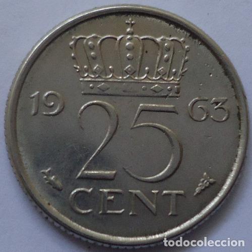 Monedas antiguas de Am&eacute;rica: holanda 25 centavos 1963 - Foto 1