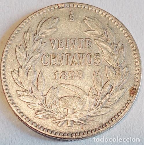 Monedas antiguas de Am&eacute;rica: moneda chile veinte centavos 1899 plata - Foto 1