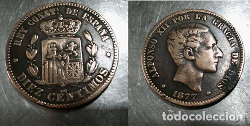 Monedas antiguas de Am&eacute;rica: moneda espana 1877 10 centimos - Foto 1