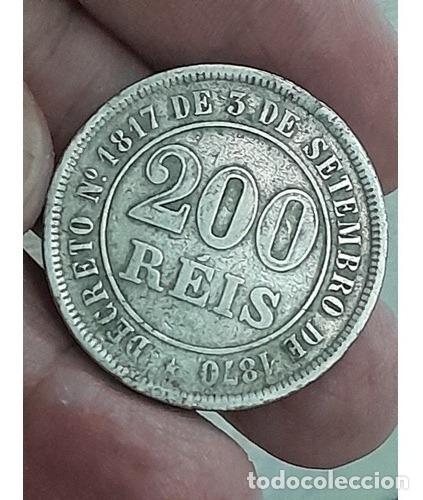 Monedas antiguas de Am&eacute;rica: moneda brasil 200 reis 1880 ref libro b - Foto 1