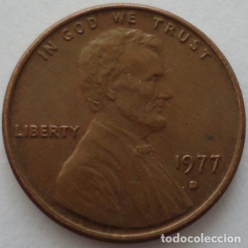 Monedas antiguas de Am&eacute;rica: eeuu one cent 1977 d - Foto 1