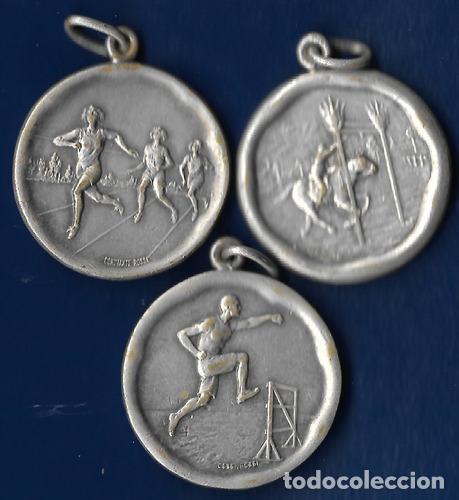 Monedas antiguas de Am&eacute;rica: 3 medallas 3 deportivas valla sortija senderismo