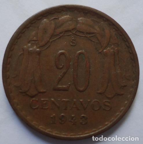 Monedas antiguas de Am&eacute;rica: chile 20 centavos 1943 - Foto 1