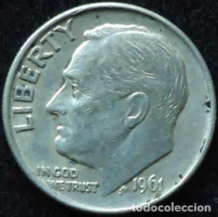 Monedas antiguas de Am&eacute;rica: eeuu one dime de plata 1961 - Foto 1