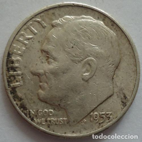 Monedas antiguas de Am&eacute;rica: eeuu one dime de plata 1953 - Foto 1