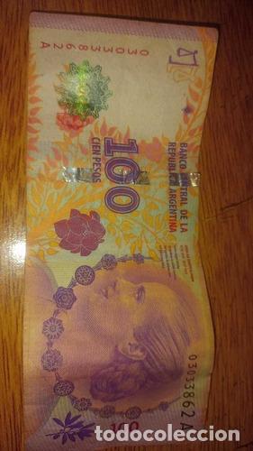 Monedas antiguas de Am&eacute;rica: billete de 100 de evita con error en la flor - Foto 1