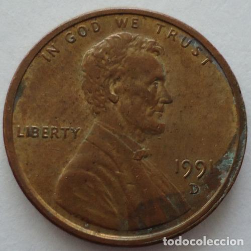 Monedas antiguas de Am&eacute;rica: eeuu one cent 1991 d - Foto 1