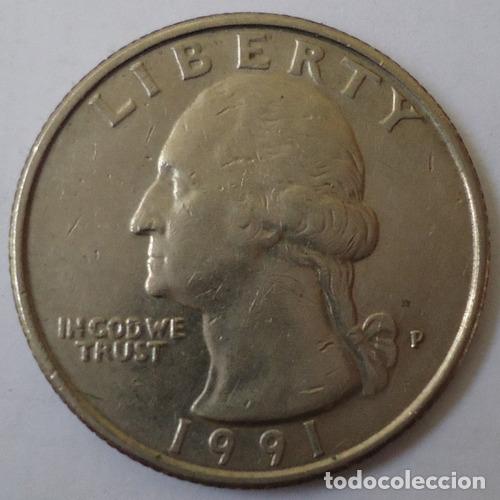 Monedas antiguas de Am&eacute;rica: eeuu quarter dollar 1991 p - Foto 1