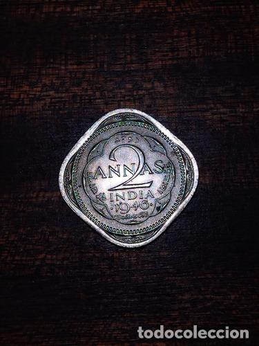 Monedas antiguas de Am&eacute;rica: 2 annas moneda india 1946 - Foto 1
