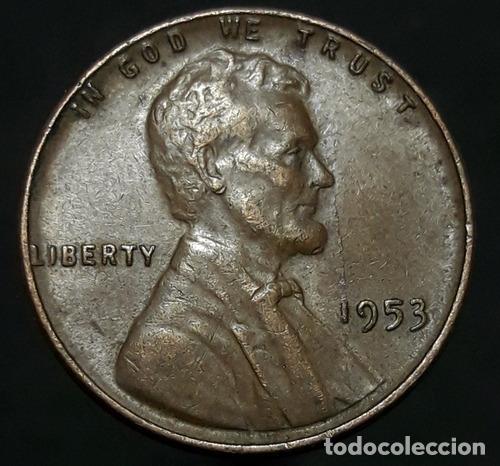 Monedas antiguas de Am&eacute;rica: moneda eeuu one cent 1953 - Foto 1