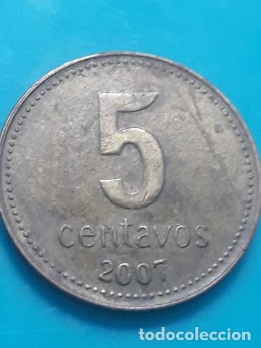 Monedas antiguas de Am&eacute;rica: moneda de 5 centavos argentina ano 2007 - Foto 1