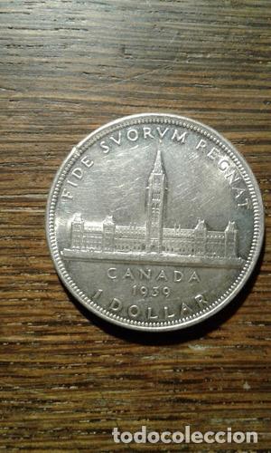 Monedas antiguas de Am&eacute;rica: moneda de canada 1 dolar 1939 plata - Foto 1