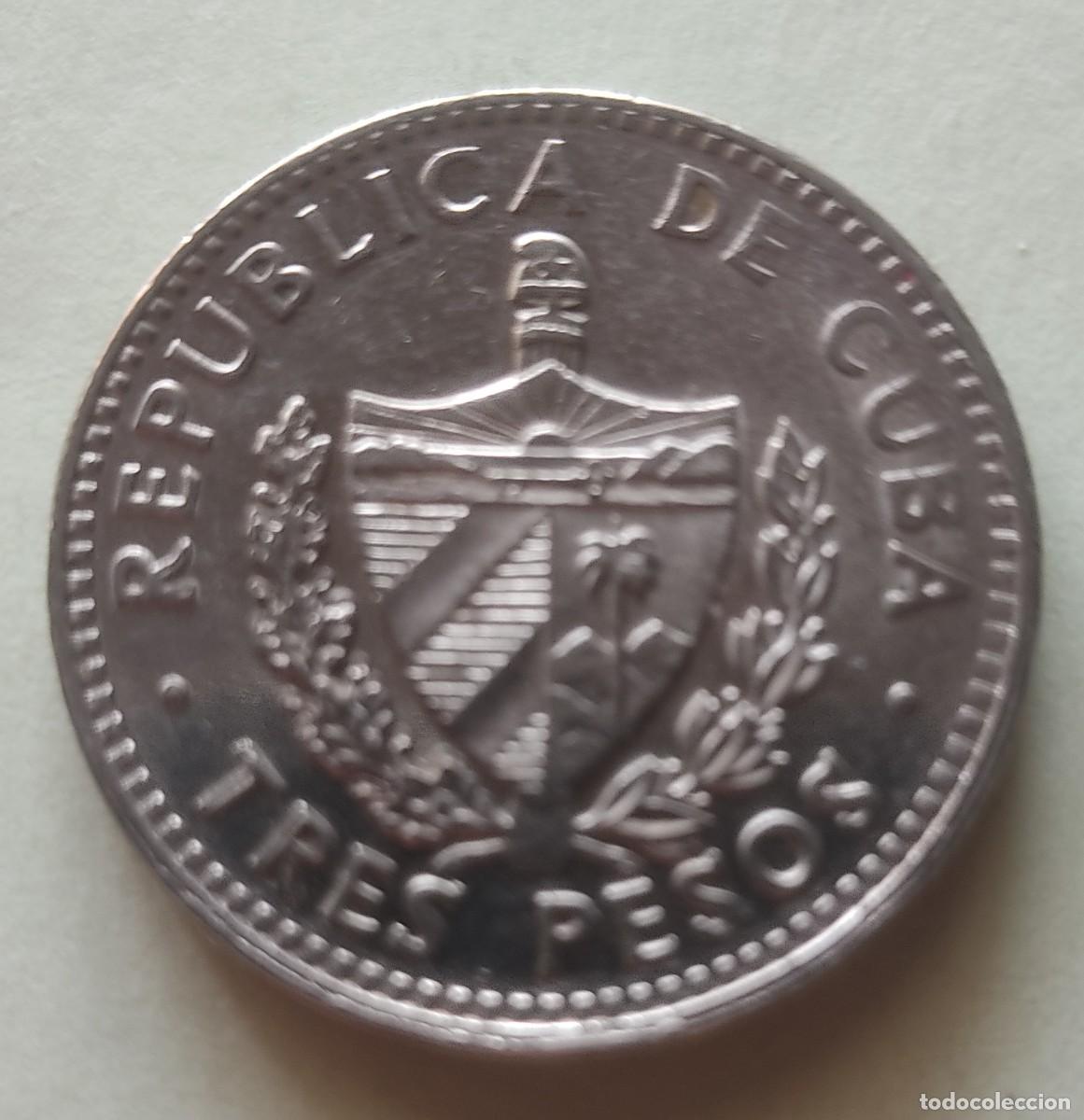 Monedas antiguas de Am&eacute;rica: Cuba-3 pesos-1995. - Foto 2