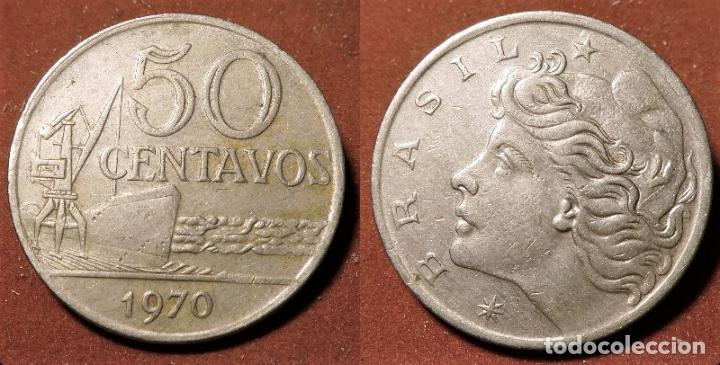 Monedas antiguas de Am&eacute;rica: MONEDA DE BRASIL 50 CENTAVOS 1970 - Foto 1