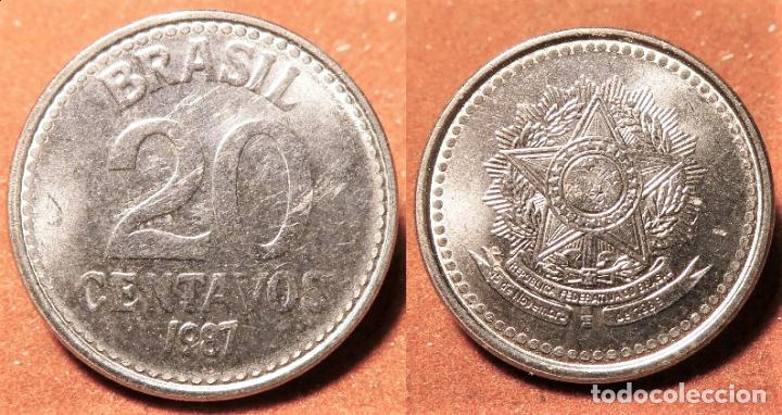 Monedas antiguas de Am&eacute;rica: MONEDA DE BRASIL 20 CENTAVOS 1987 SC - Foto 1