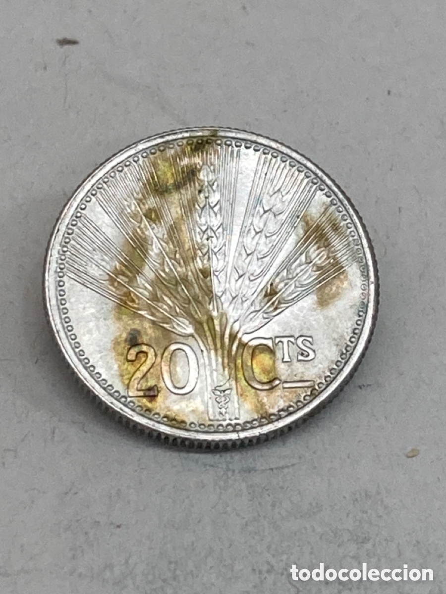 Monedas antiguas de Am&eacute;rica: Moneda de plata 20 C&eacute;ntimos 1954 /ME04 - Foto 1