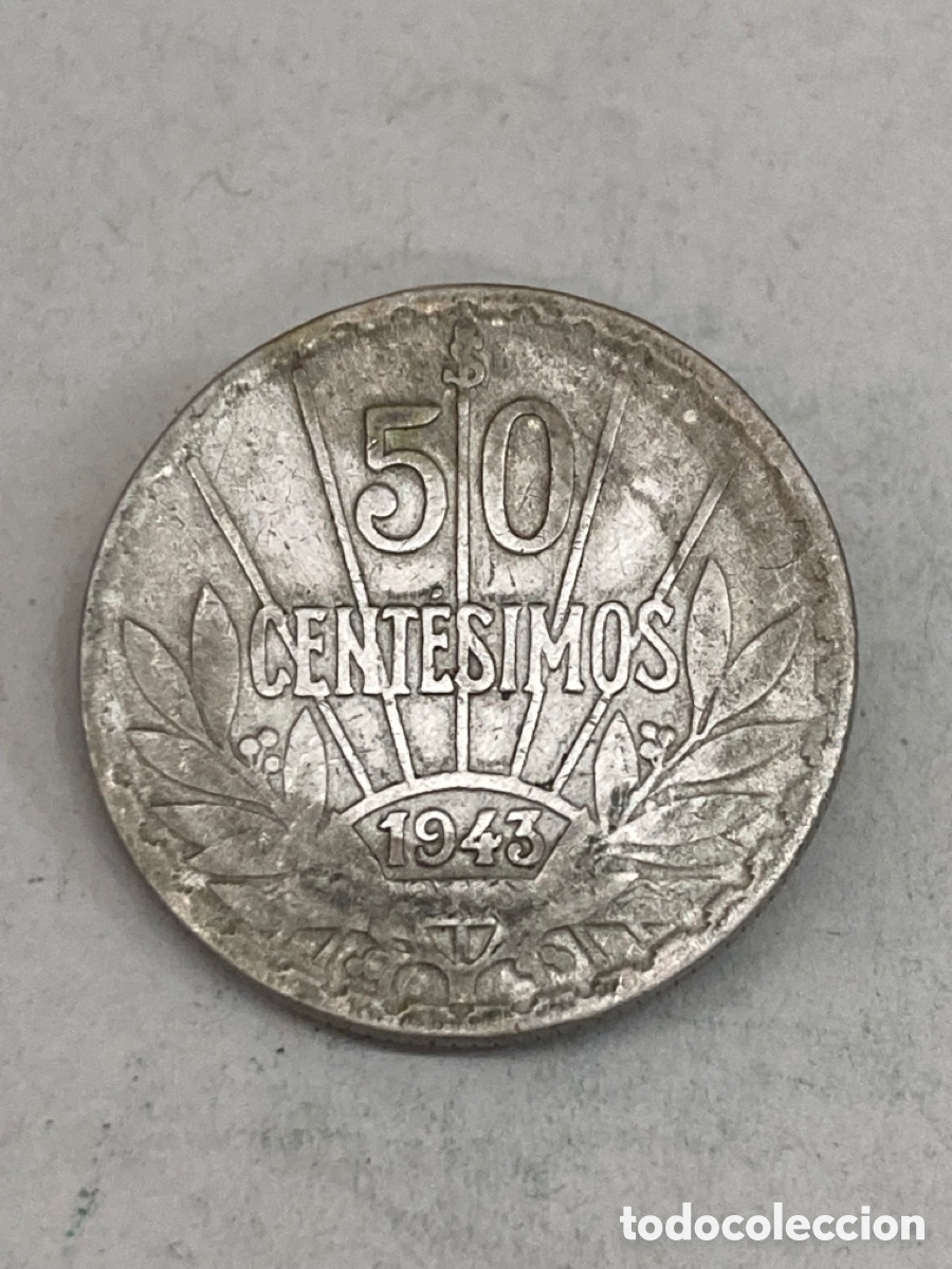 Monedas antiguas de Am&eacute;rica: Moneda de plata 50 c&eacute;ntimos 1943 /ME04 - Foto 1