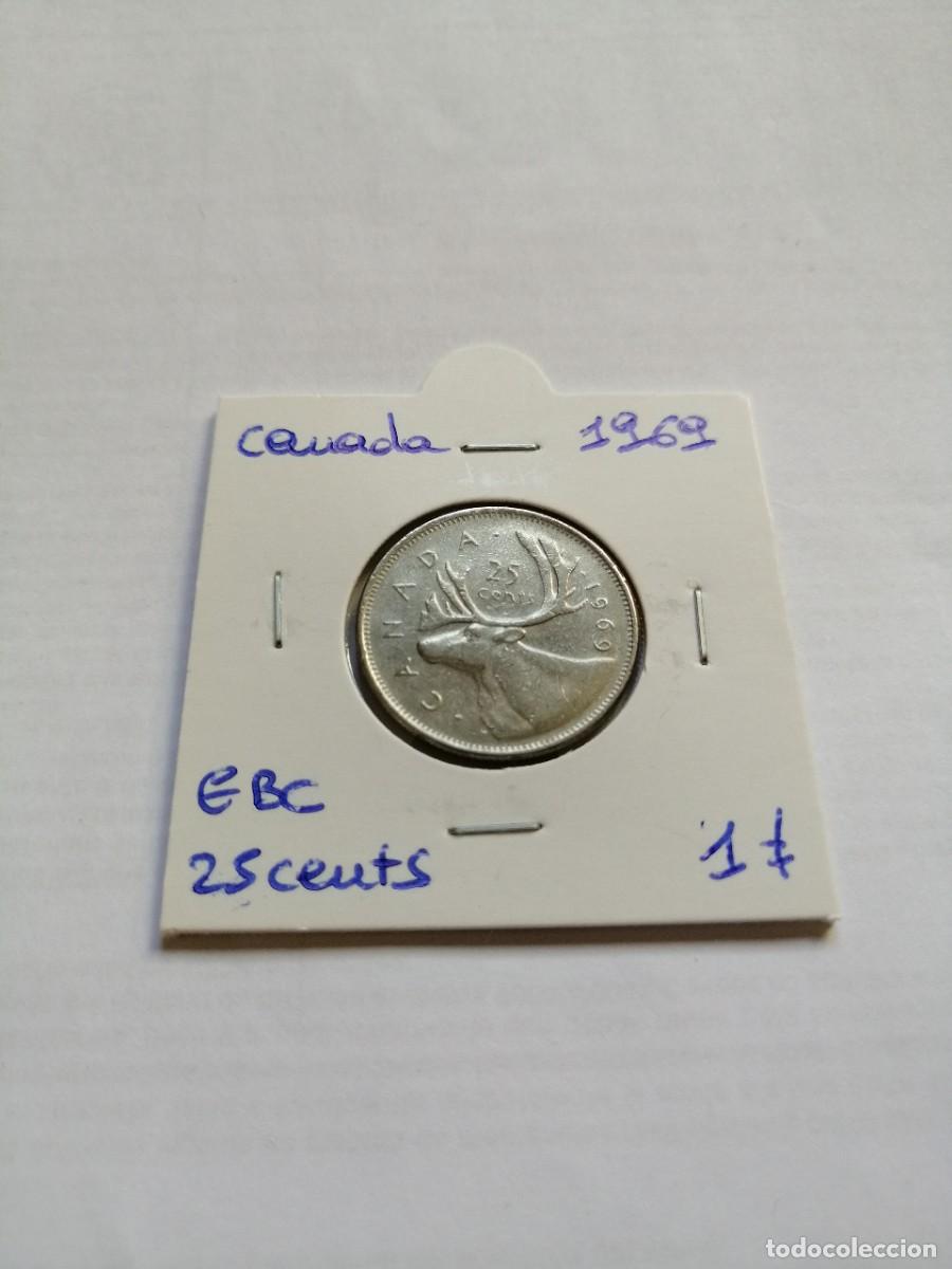 Monedas antiguas de Am&eacute;rica: Canad&aacute; 25 Cents 1969 - Foto 1