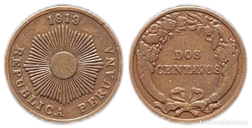 Monedas antiguas de Am&eacute;rica: PER&Uacute;. DOS CENTAVOS 1.919 - Foto 3