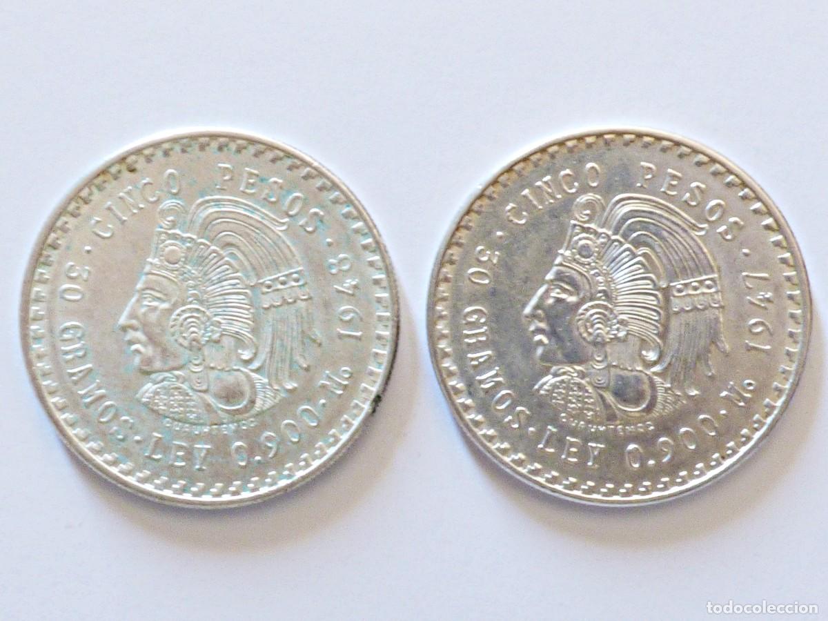Monedas antiguas de Am&eacute;rica: 5 PESOS MEJICANOS DE LOS A&Ntilde;OS 1947 Y 1948