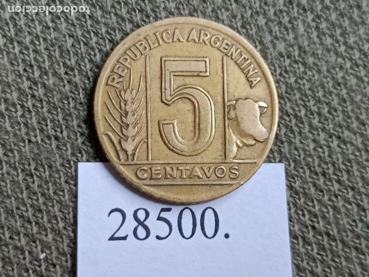 Monedas antiguas de Am&eacute;rica: Argentina 5 centavos 1944, c&eacute;ntimos - Foto 2