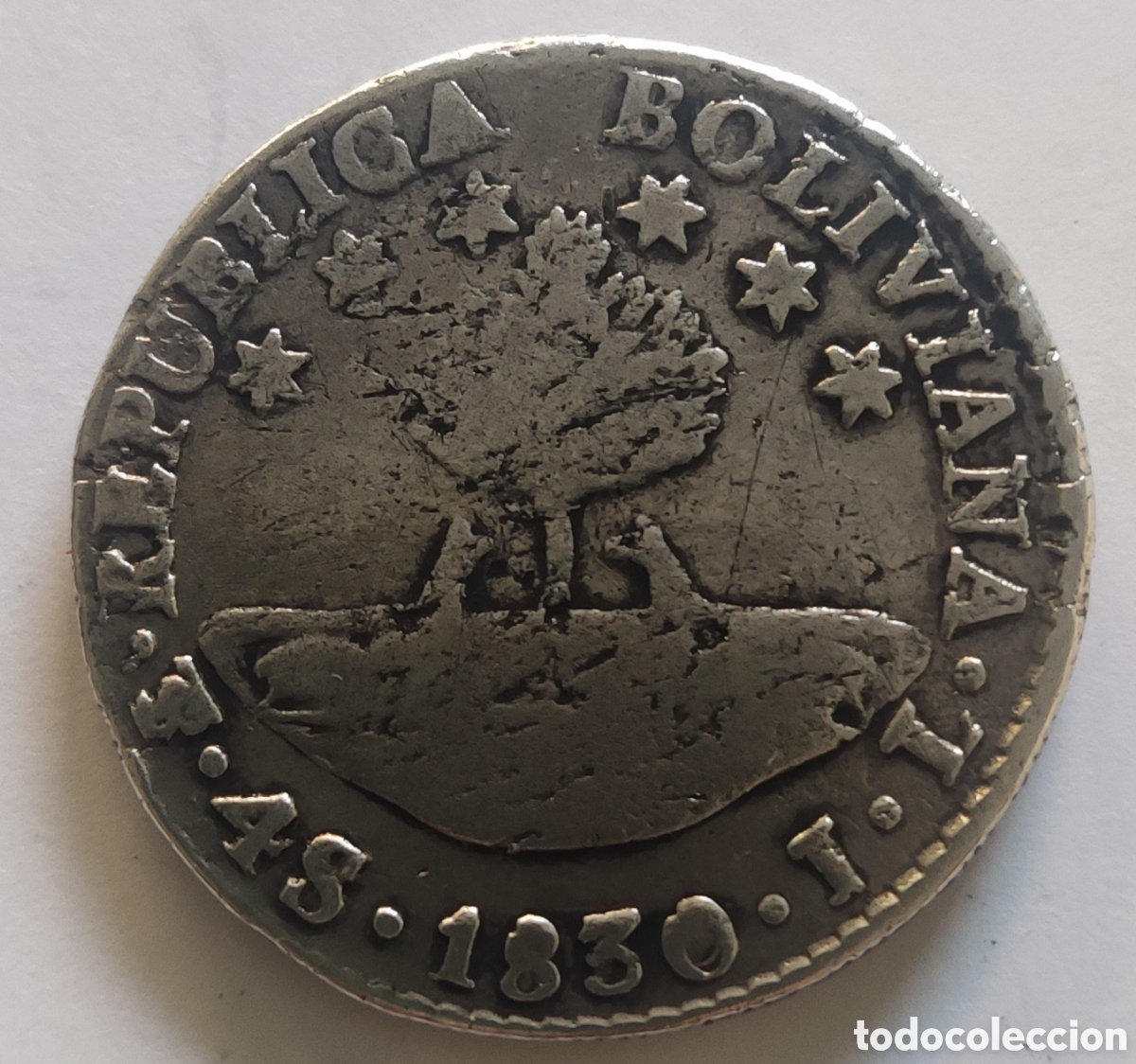 Monedas antiguas de Am&eacute;rica: Moneda de 4 Soles 1830, Bolivia, con error - Foto 2