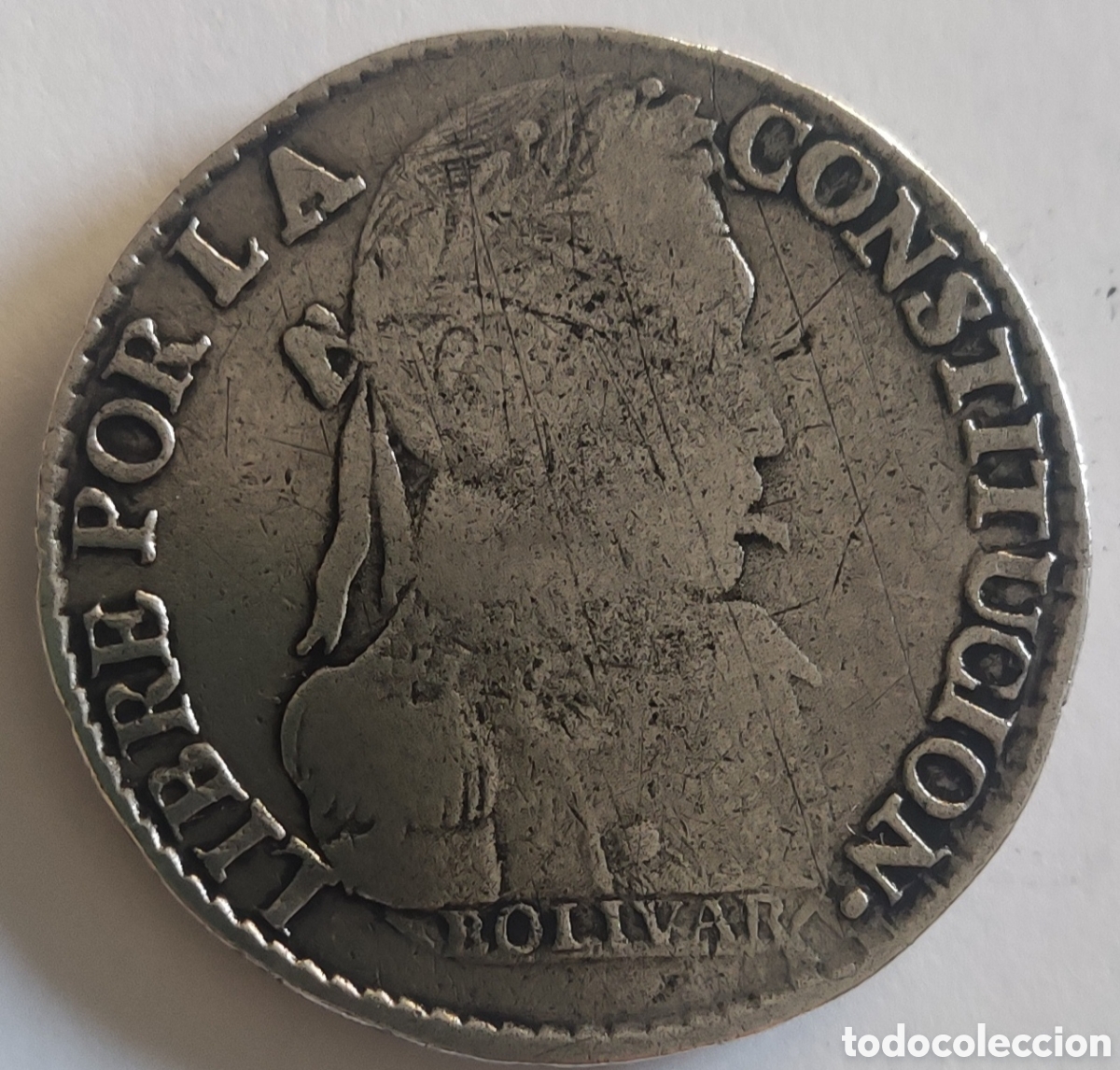Monedas antiguas de Am&eacute;rica: Moneda de 4 Soles 1830, Bolivia, con error - Foto 1