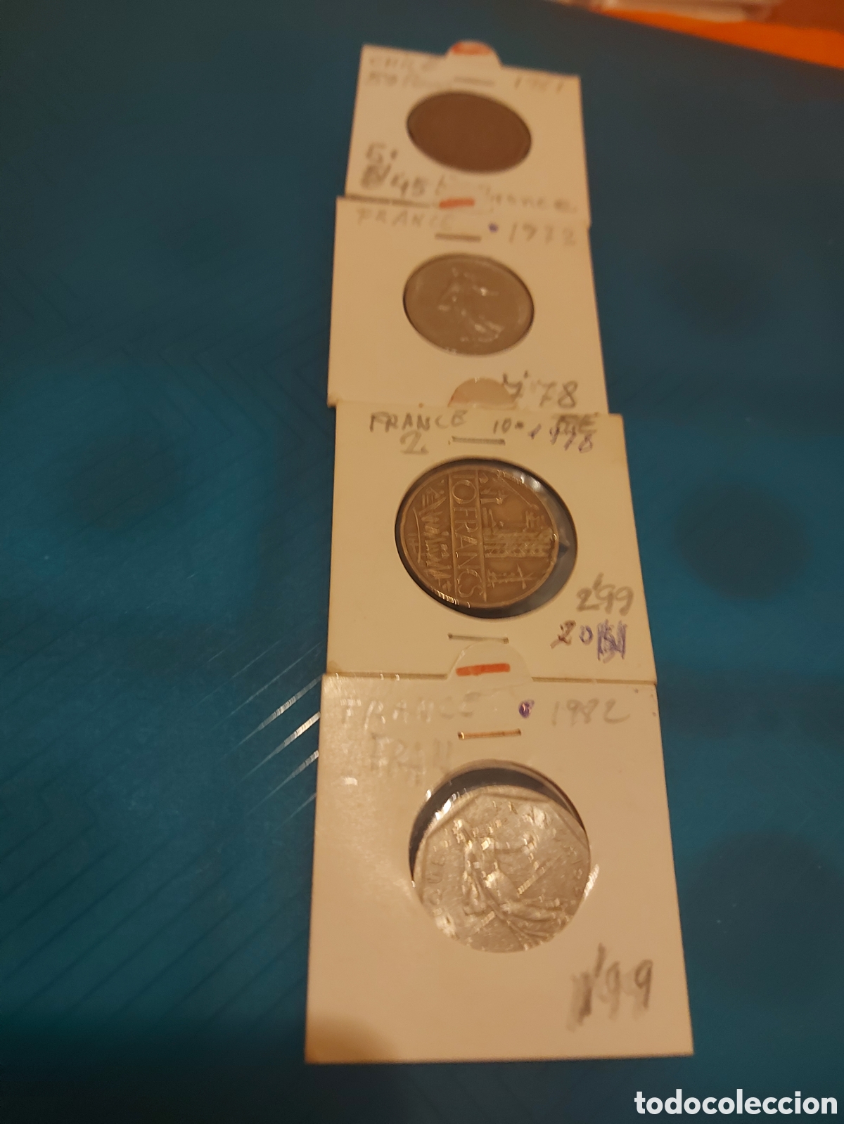 Monedas antiguas de Am&eacute;rica: 1Chile y3 Francia - Foto 1