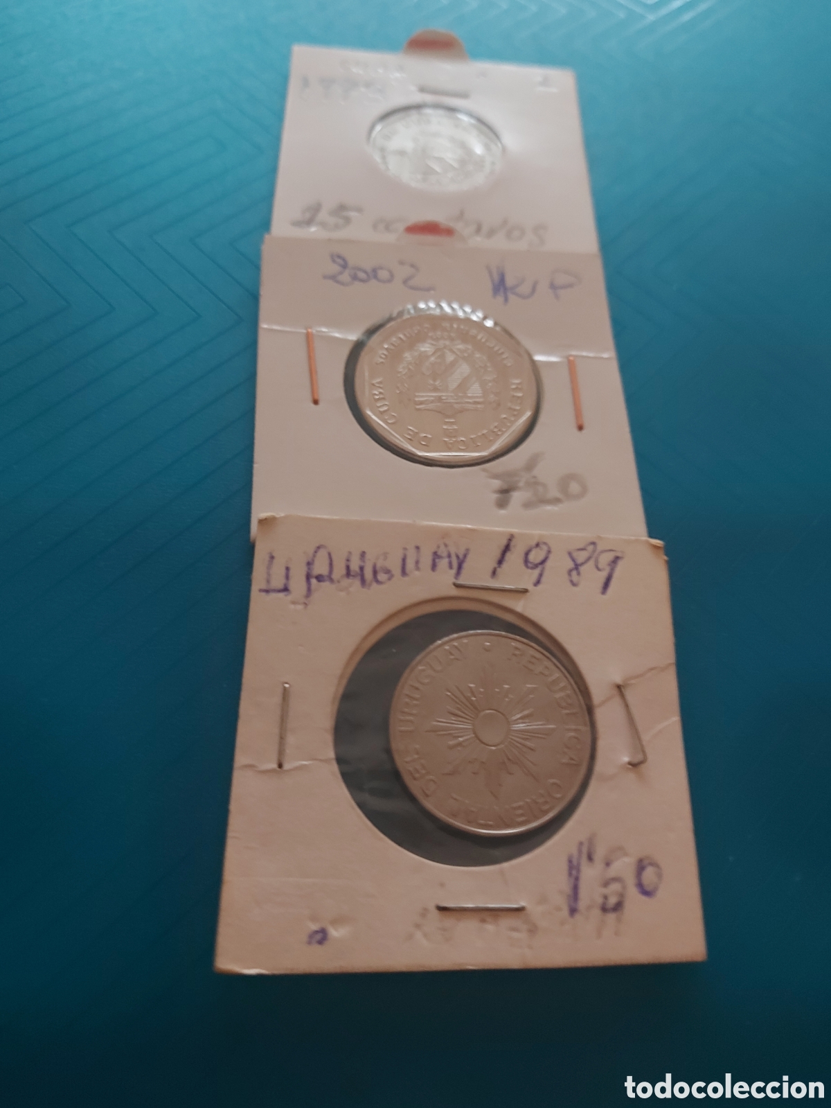 Monedas antiguas de Am&eacute;rica: 2 de Cuba y1 deUruguay - Foto 1