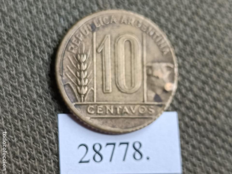 Monedas antiguas de Am&eacute;rica: Argentina 10 centavos 1948, c&eacute;ntimos - Foto 2
