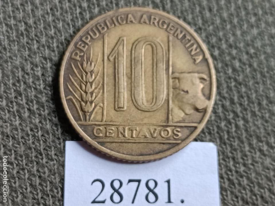 Monedas antiguas de Am&eacute;rica: Argentina 10 centavos 1947 c&eacute;ntimos - Foto 2