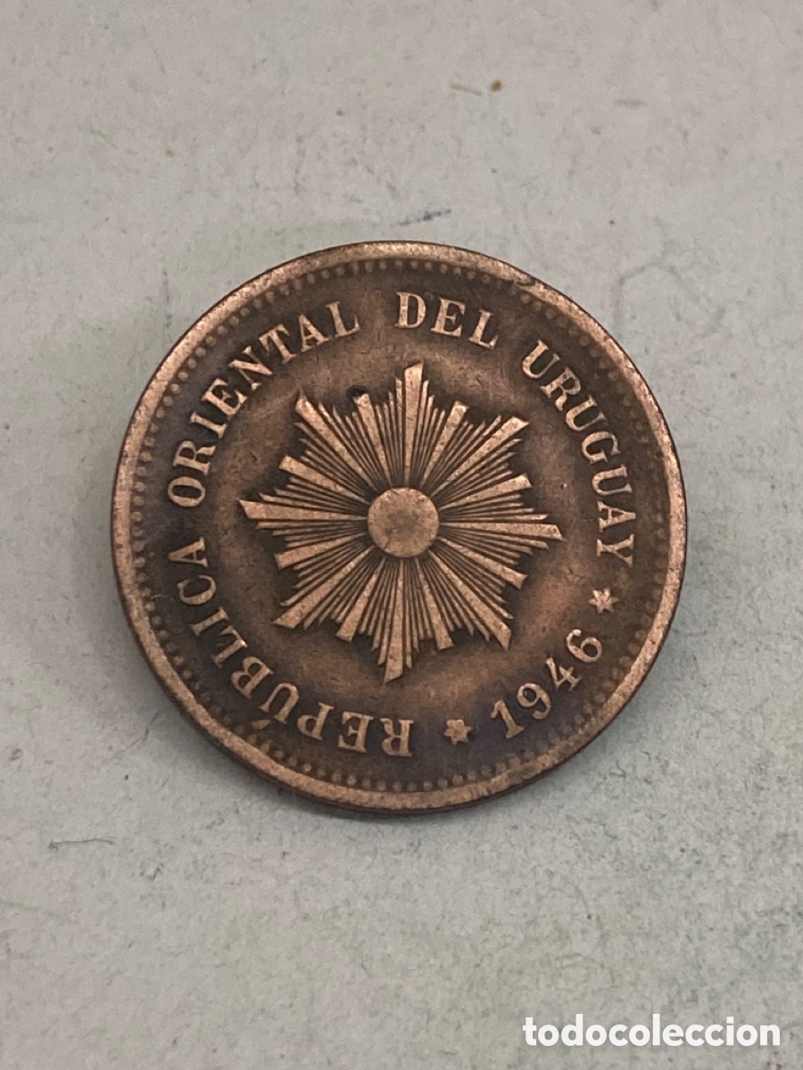 Monedas antiguas de Am&eacute;rica: Moneda 5 Cent&eacute;simos 1946 Uruguay M6 - Foto 2