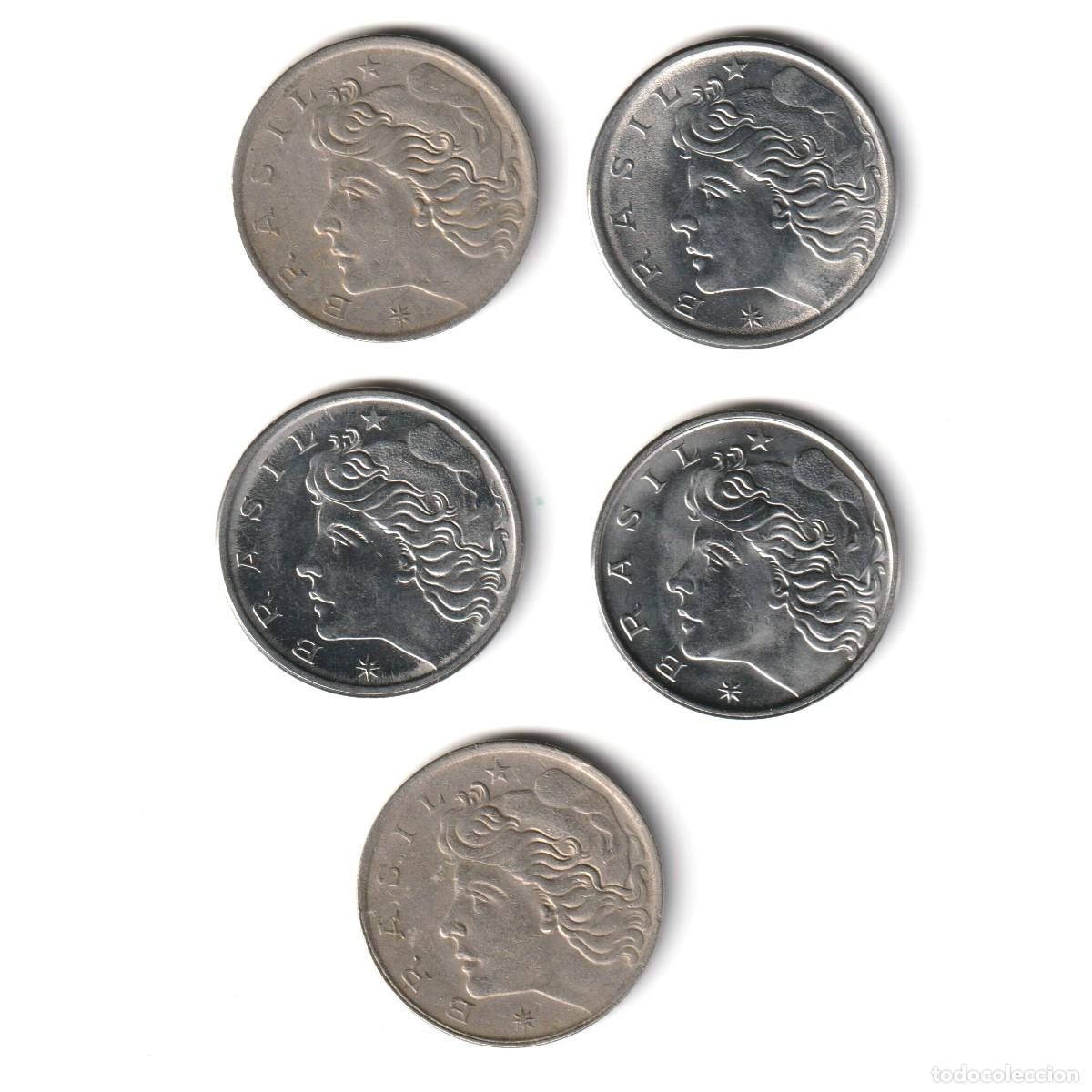 Monedas antiguas de Am&eacute;rica: Brasil cinco monedas de 50 centavos - Foto 2