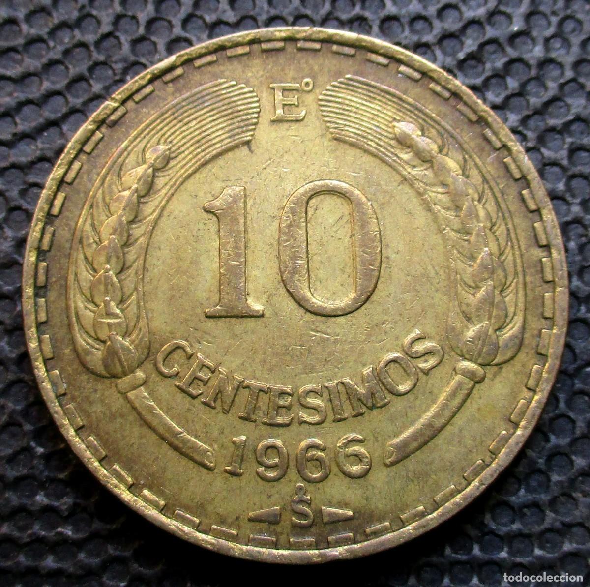 Monedas antiguas de Am&eacute;rica: CHILE 10 CENTESIMOS 1966 (MI-33) - Foto 2