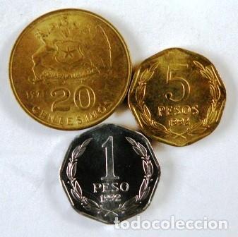 Monedas antiguas de Am&eacute;rica: Lote de 3 monedas de Chile s/c - Foto 1