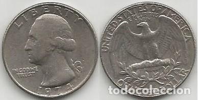 Old Coins of America: E.E.U.U. 1974 - SIN CECA - QUARTER DOLLAR - KM 164a - CIRCULADA (FILADELFIA)