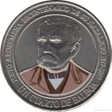 Monedas antiguas de América: PANAMÁ ¼ DE BALBOA 2018 CONMEMORATIVA 200 ANIVERSARIO JUSTO AROSEMENA -COLOREADA- KM#181 UN CUARTO