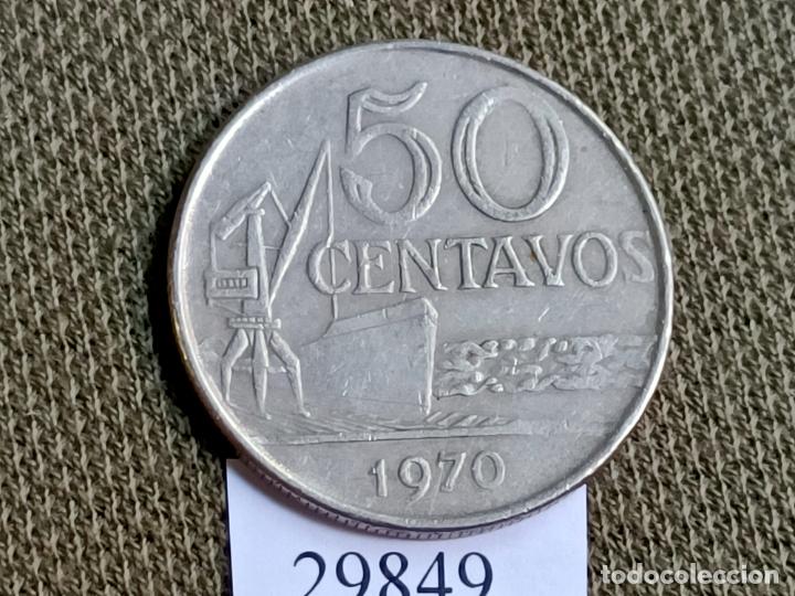 Monedas antiguas de Am&eacute;rica: Brasil 50 centimos 1970, centavos - Foto 2