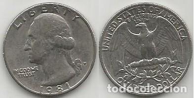 Alte M&uuml;nzen aus Amerika: E.E.U.U. 1981 - CECA P - QUARTER DOLLAR - KM A164a - CIRCULADA (FILADELFIA)