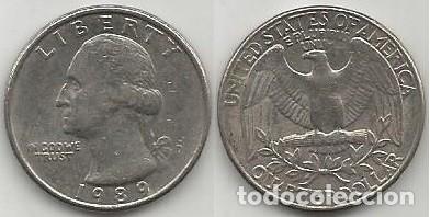 Alte M&uuml;nzen aus Amerika: E.E.U.U. 1989 - CECA D - QUARTER DOLLAR - KM A164a - CIRCULADA (DENVER)