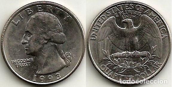 Alte M&uuml;nzen aus Amerika: E.E.U.U. 1993 - CECA P - QUARTER DOLLAR - KM A164a - CIRCULADA (FILADELFIA)