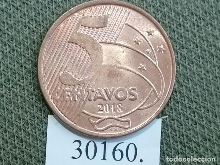 Monedas antiguas de Am&eacute;rica: Brasil 5 c&eacute;ntimos 2018, centavos - Foto 1