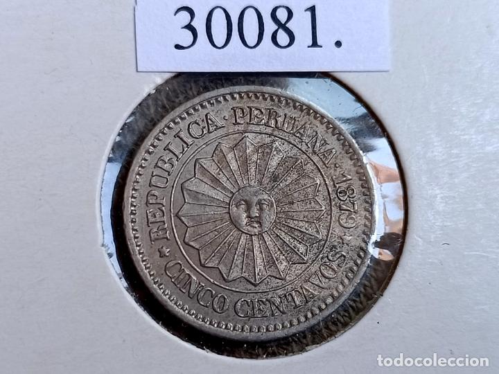 Monedas antiguas de Am&eacute;rica: Peru 5 centavos 1879, c&eacute;ntimos - Foto 1